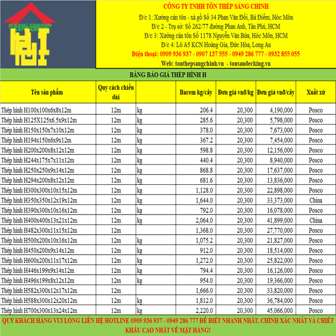 Thép hình H390x300x10x16x12m 