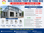 Nhà khung thép bê tông nhẹ | Báo giá xây dựng | Ưu nhược điểm