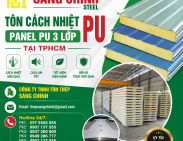 Bảng giá tôn cách nhiệt PU, Panel PU 3 lớp tại Tphcm