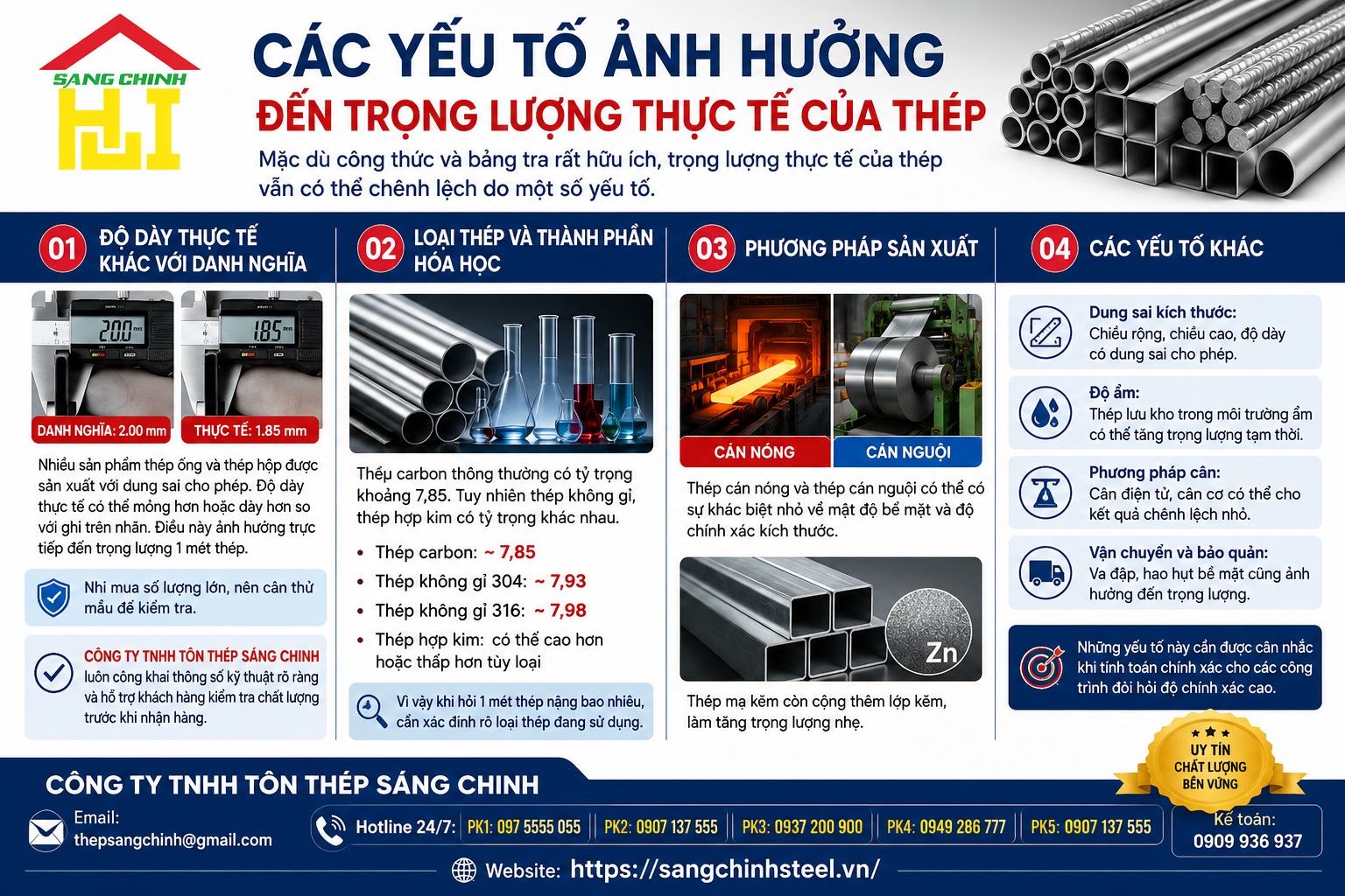 1 mét thép nặng bao nhiêu?