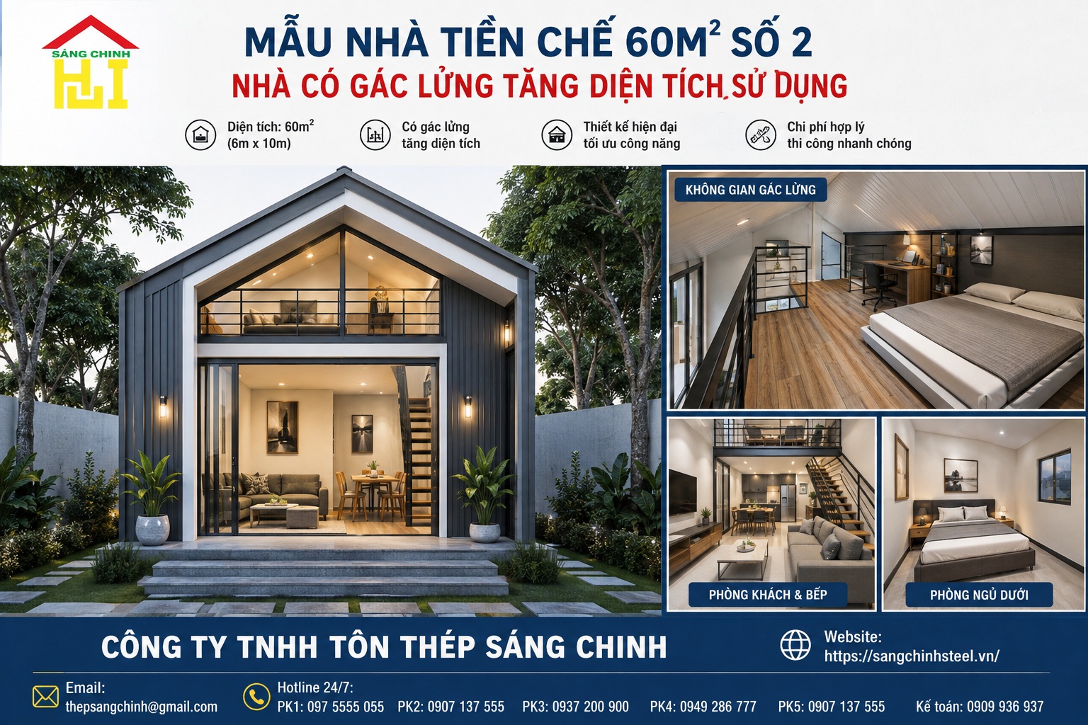 3 Mẫu Nhà Tiền Chế 60m2 Tối Ưu Chi Phí & Bền Đẹp