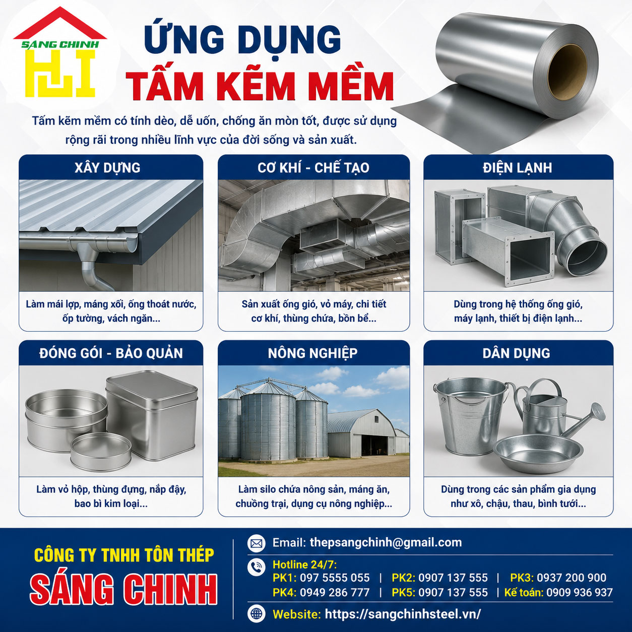 Ứng dụng tấm kẽm mềm