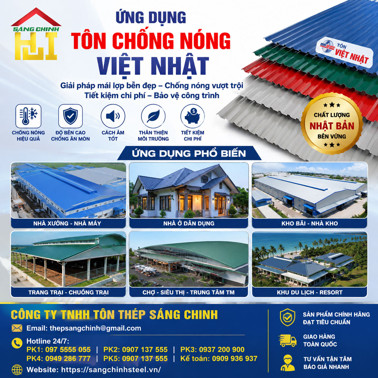 Ứng dụng thực tế của Tôn chống nóng Việt Nhật