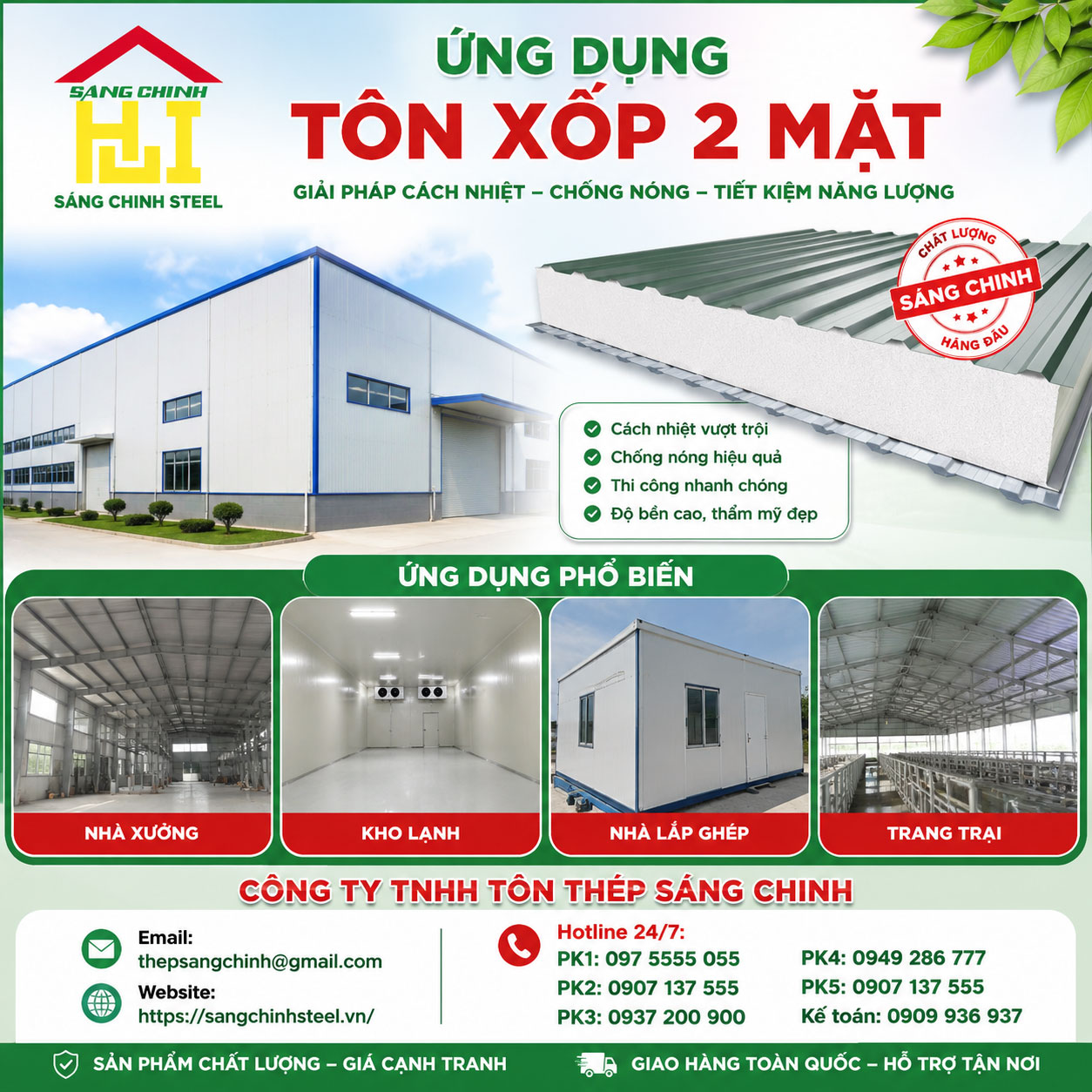 Ứng dụng của tôn xốp 2 mặt