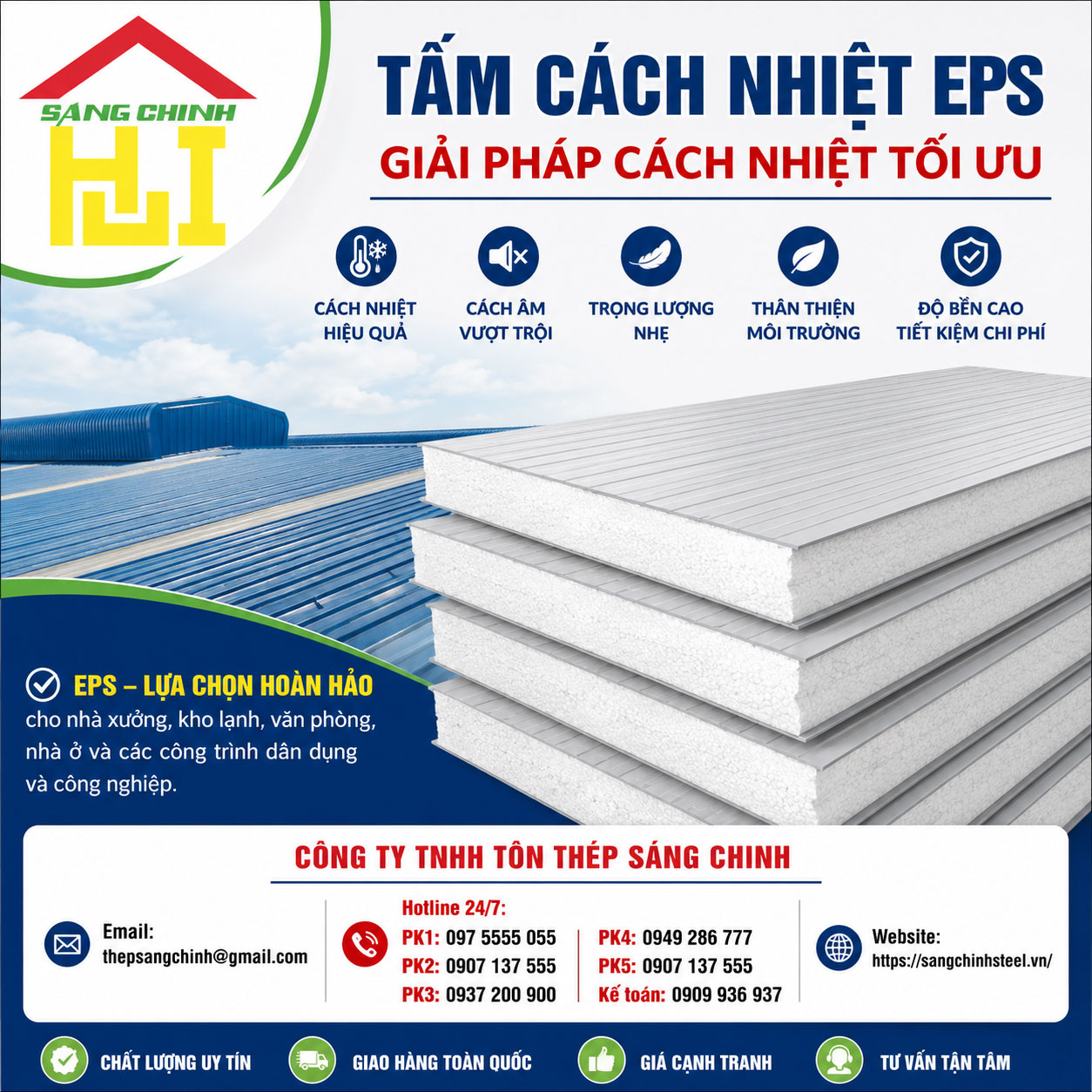 Tấm cách nhiệt EPS – Giải pháp cách nhiệt tối ưu | Sang Chinh Steel