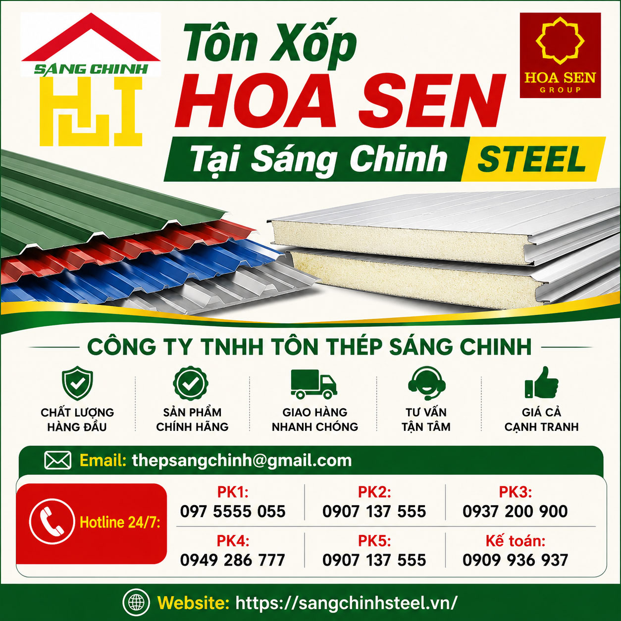 Bảng Báo Giá Tôn Xốp Hoa Sen