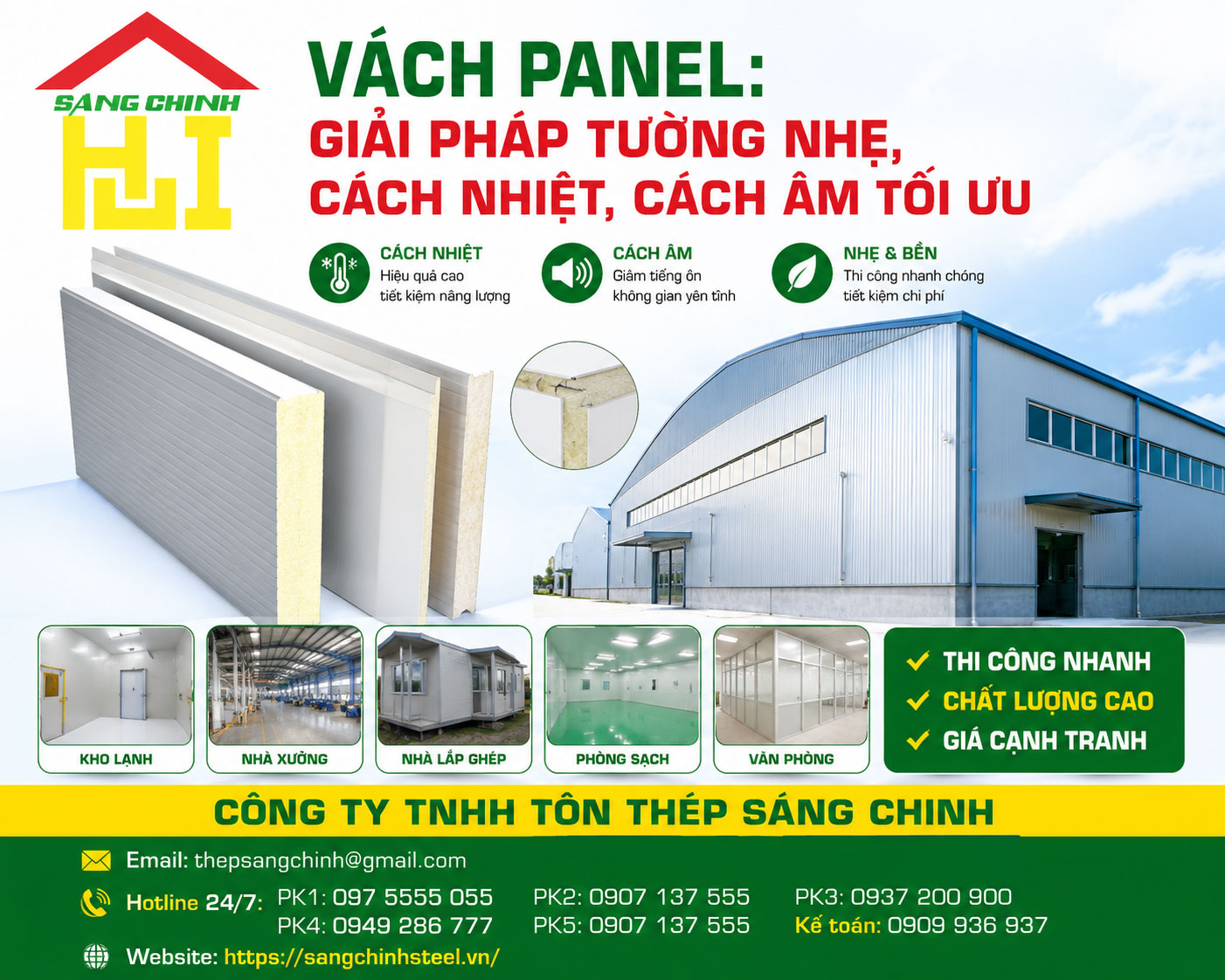 Vách Panel: Giải pháp tường nhẹ, cách nhiệt, cách âm tối ưu