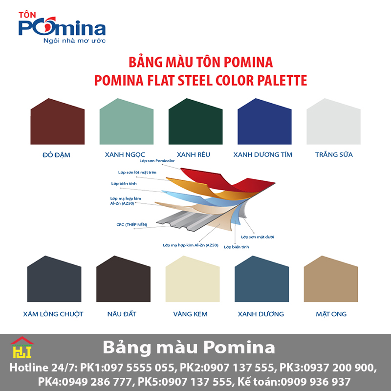 Bảng màu Tôn Pomina