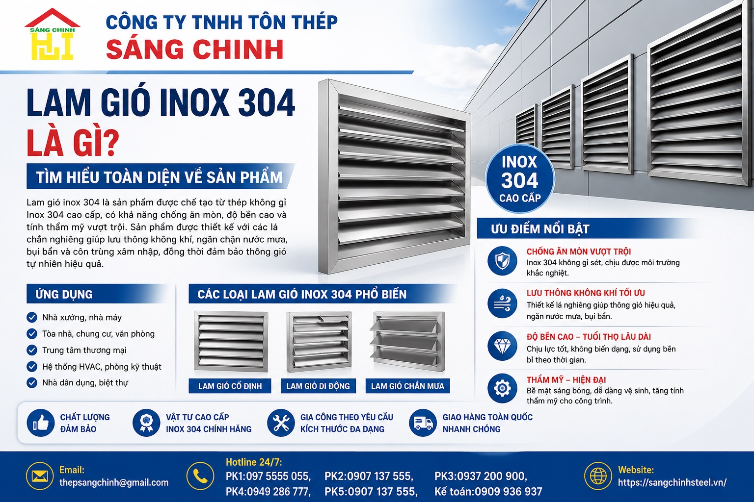 Bảng báo giá lam gió inox 304