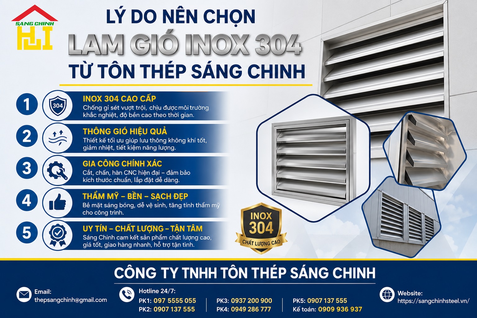 Bảng báo giá lam gió inox 304
