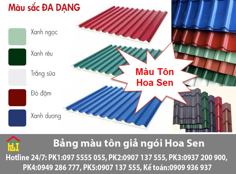 Bảng màu tôn giả ngói Hoa Sen