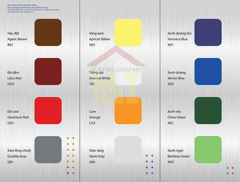 Đặc điểm của Bảng màu tôn Đông Á