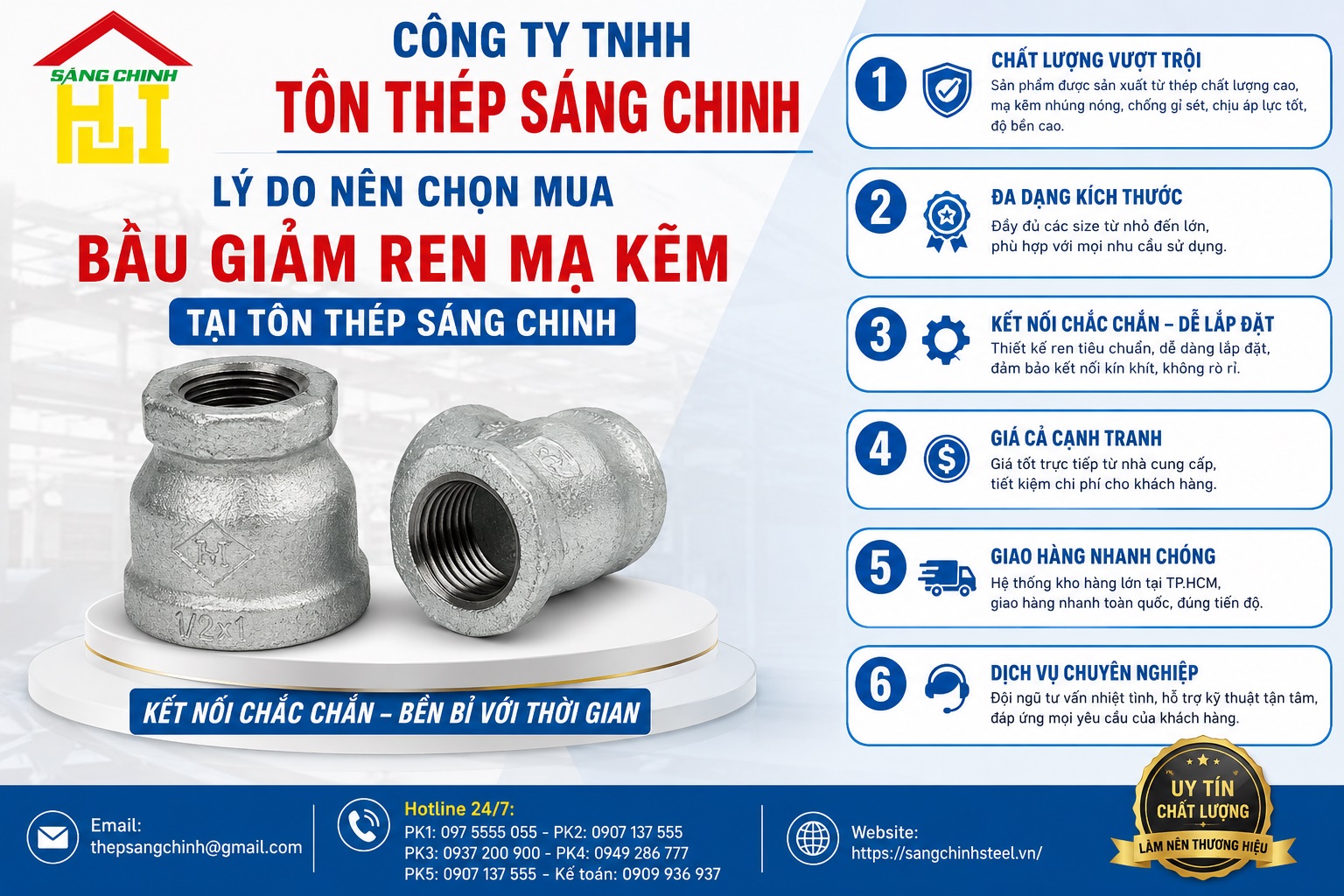 Bầu giảm (Côn thu) ren mạ kẽm