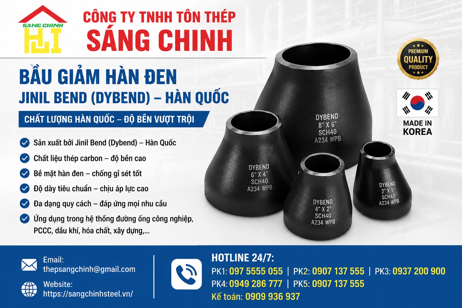 Bầu giảm hàn đen Jinil bend (Dybend) – Hàn Quốc