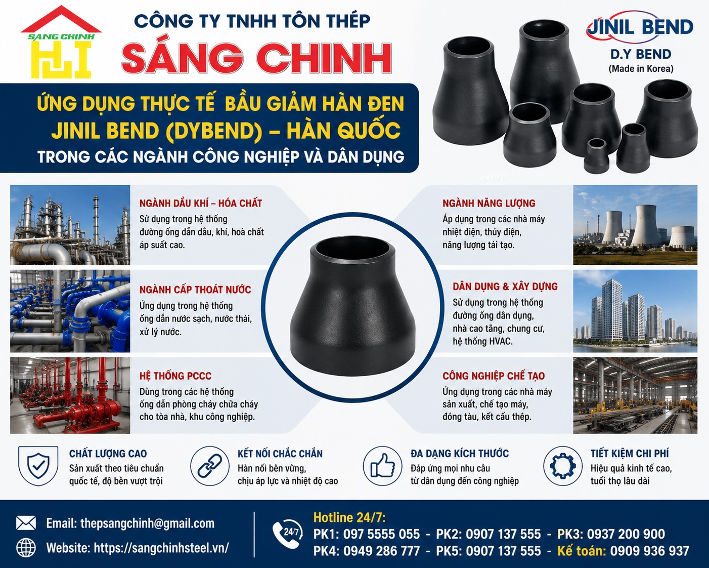 Bầu giảm hàn đen Jinil bend (Dybend) – Hàn Quốc