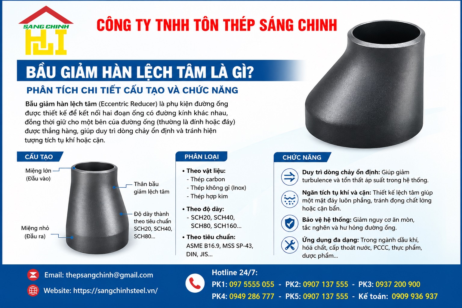 Bầu Giảm Hàn Lệch Tâm SCH20 SCH40 SCH80 (côn thu)