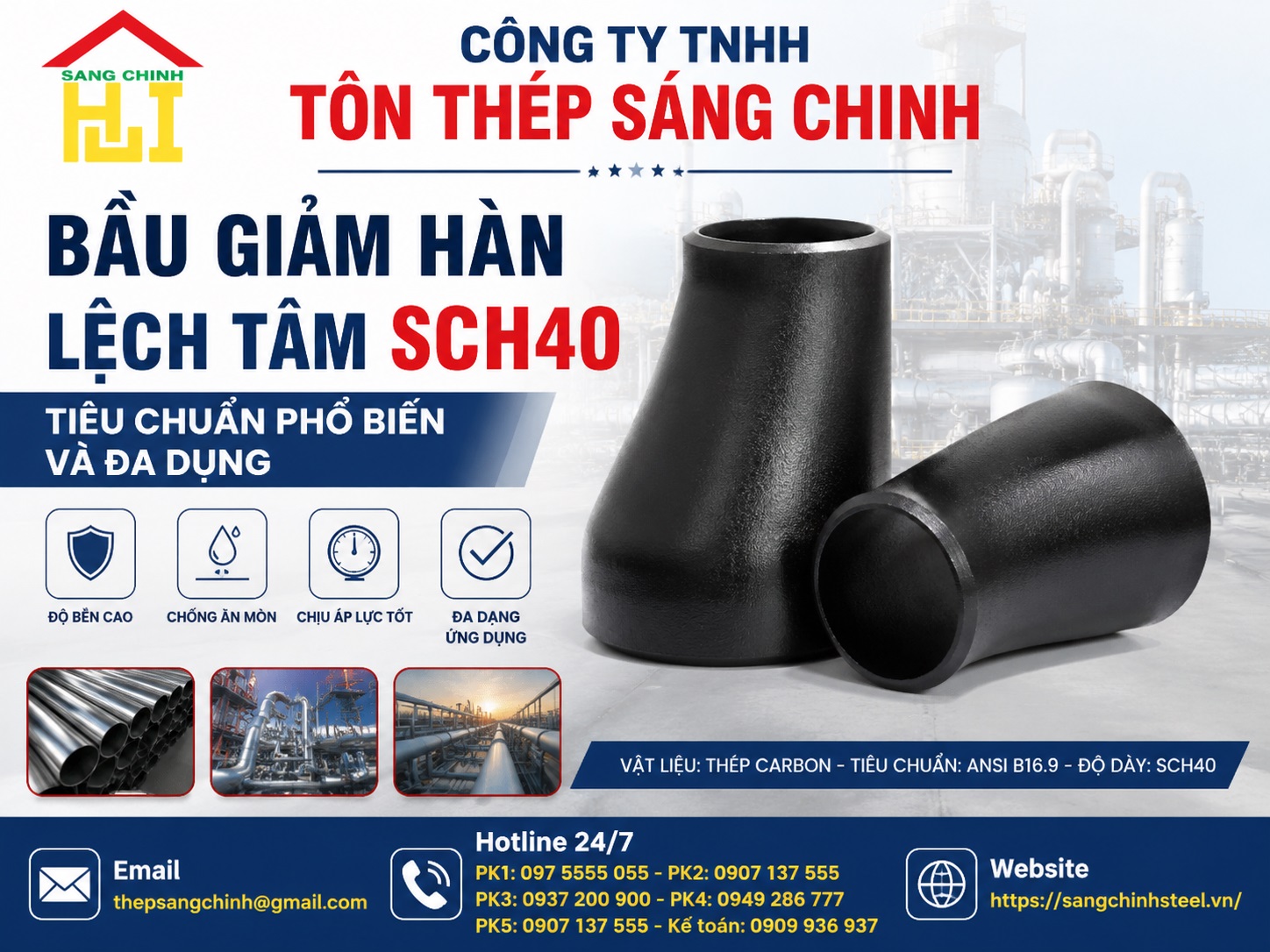 Bầu Giảm Hàn Lệch Tâm SCH20 SCH40 SCH80 (côn thu)