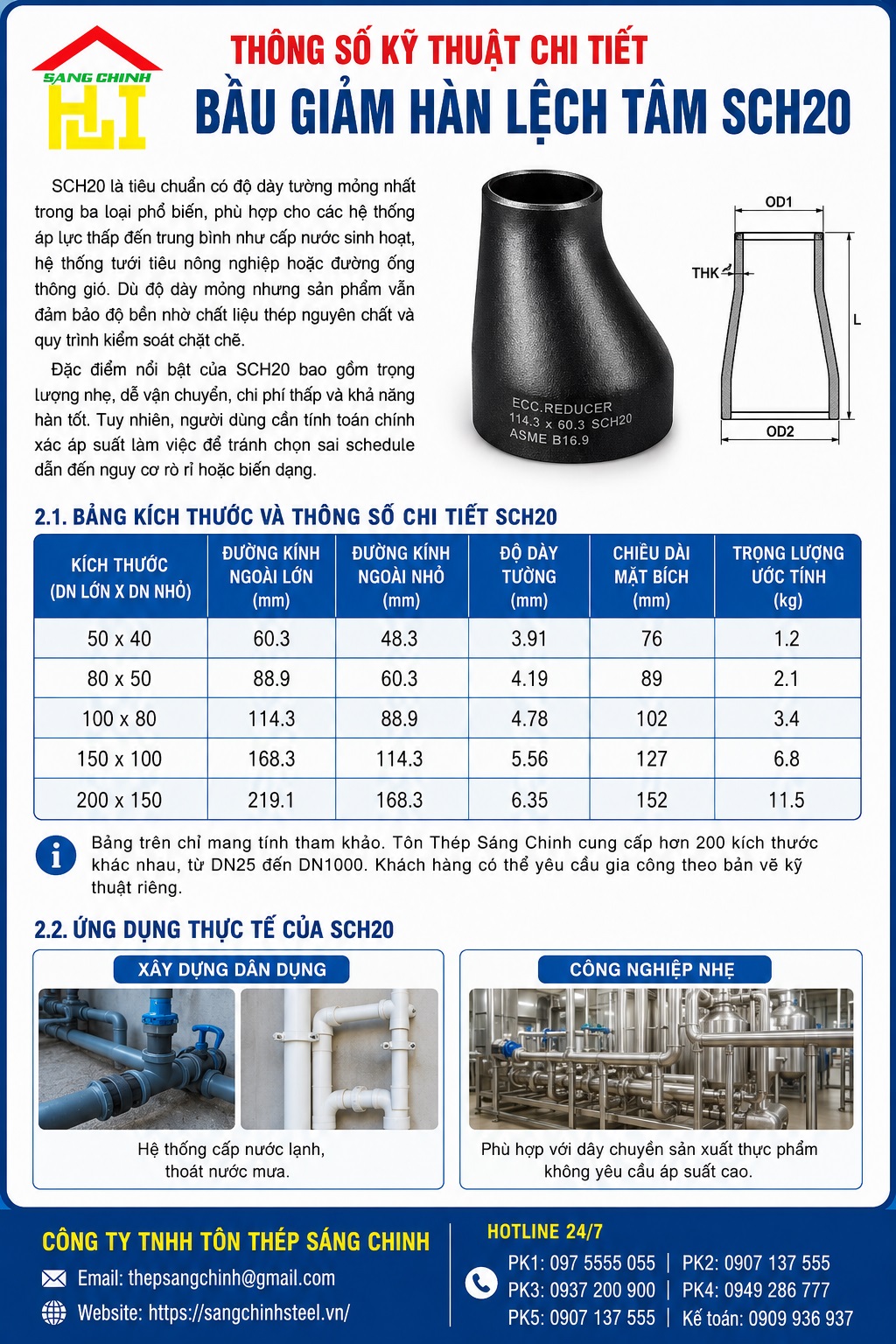 Bầu Giảm Hàn Lệch Tâm SCH20 SCH40 SCH80 (côn thu)