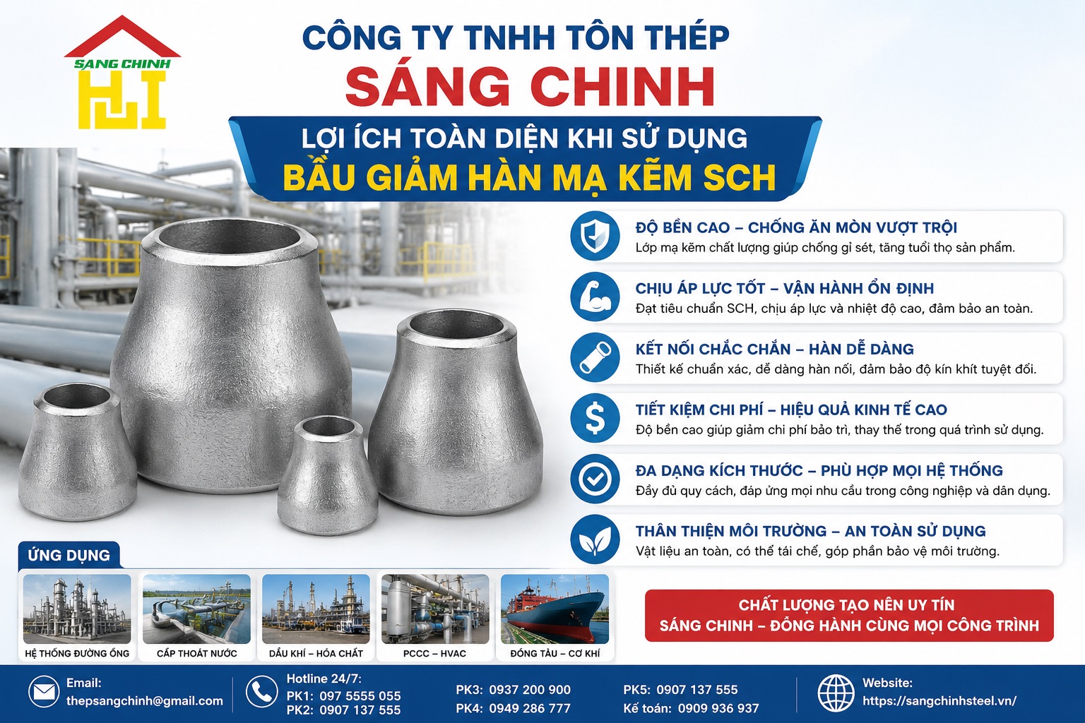Bầu Giảm Hàn Mạ Kẽm (Côn Thu) SCH20 SCH40 SCH80