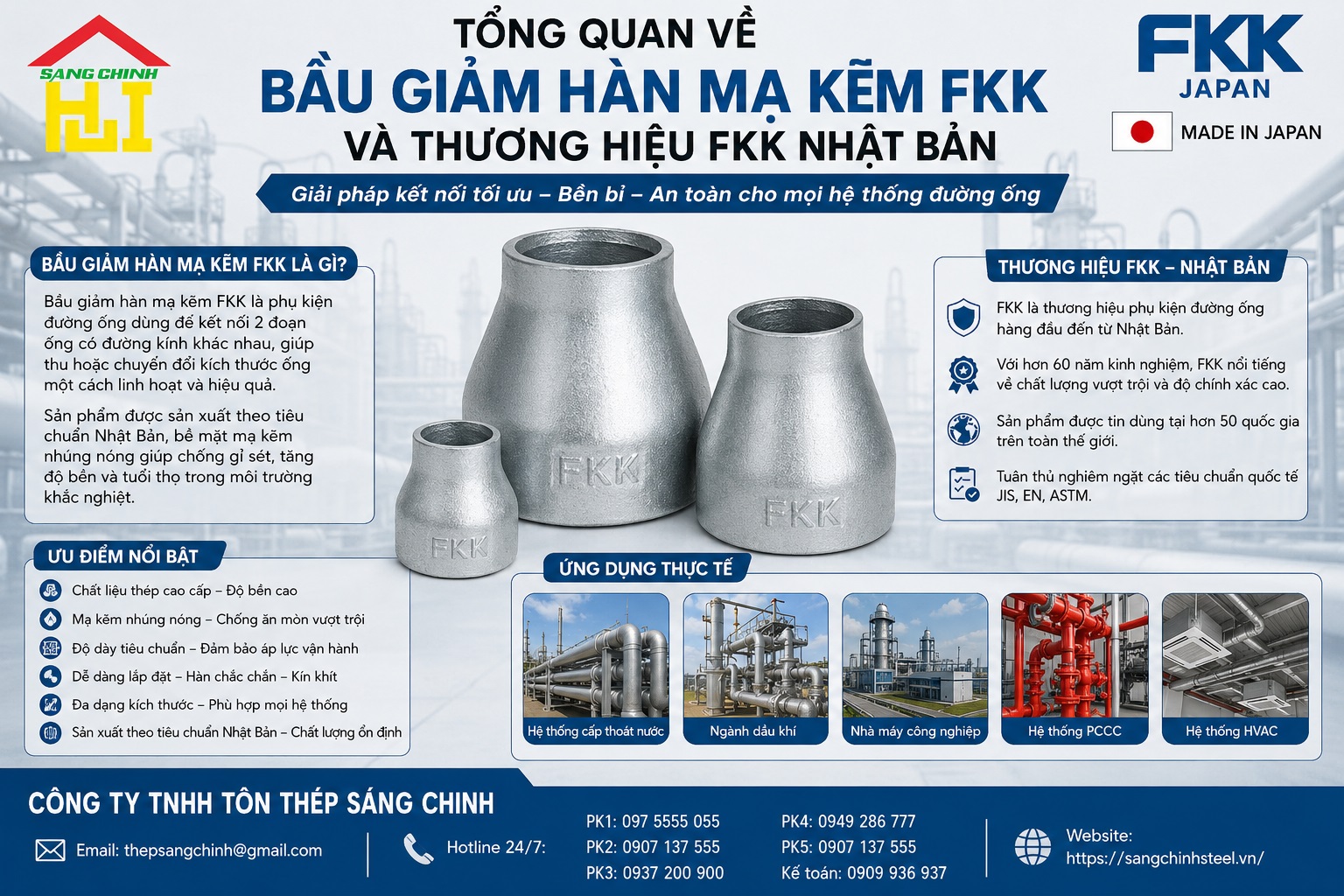 Bầu giảm hàn mạ kẽm FKK – Nhật