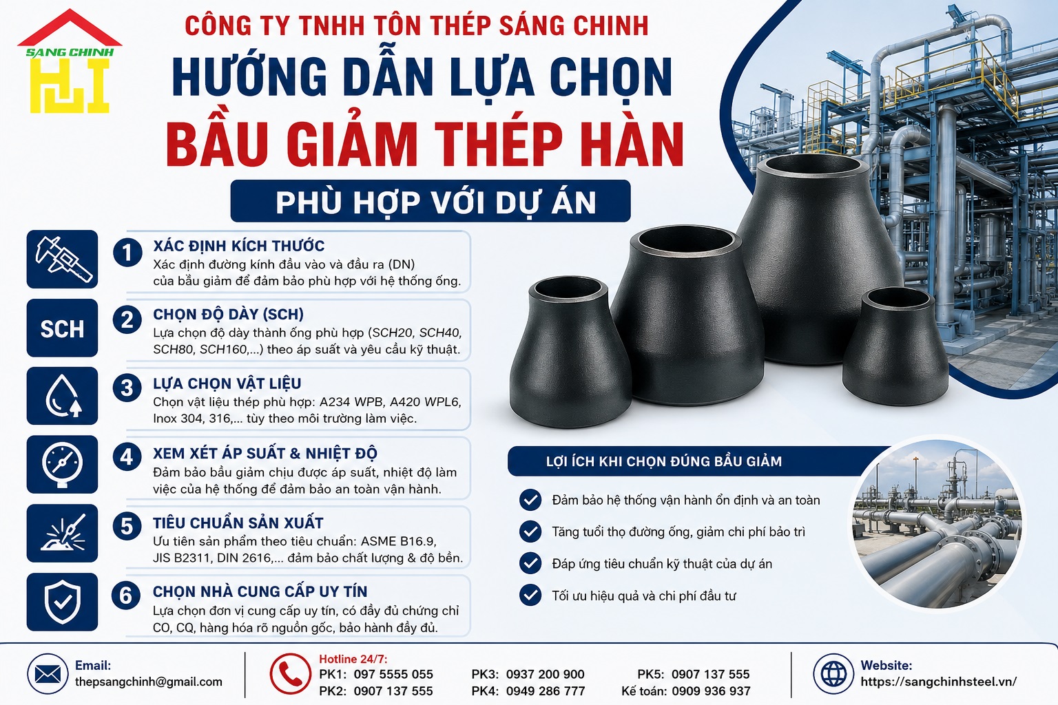 Bầu giảm thép hàn (Côn thu) SCH20, SCH40, SCH80