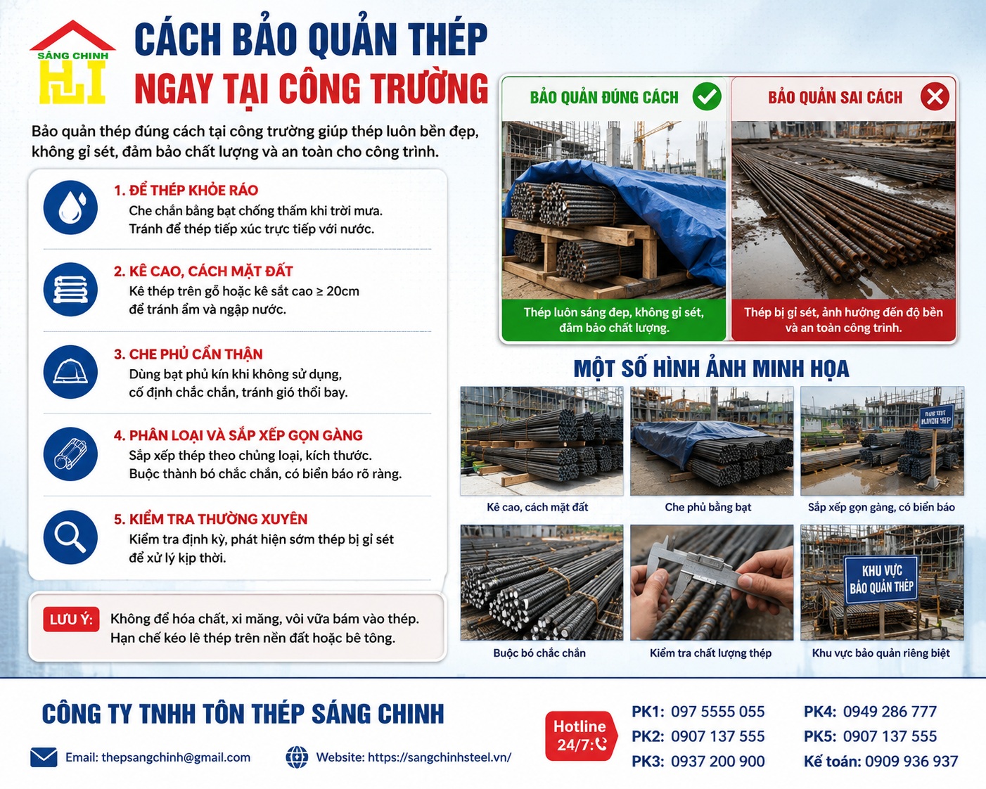 Cách bảo quản thép công trình