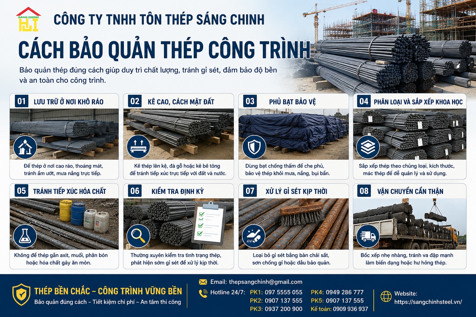 Cách bảo quản thép công trình