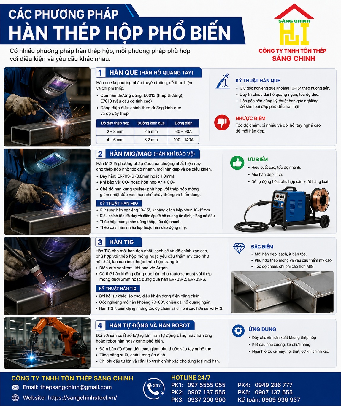 Cách hàn thép hộp