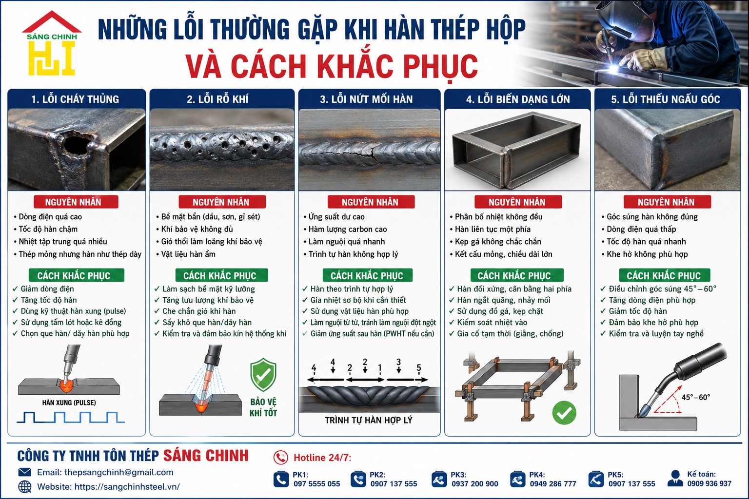 Cách hàn thép hộp