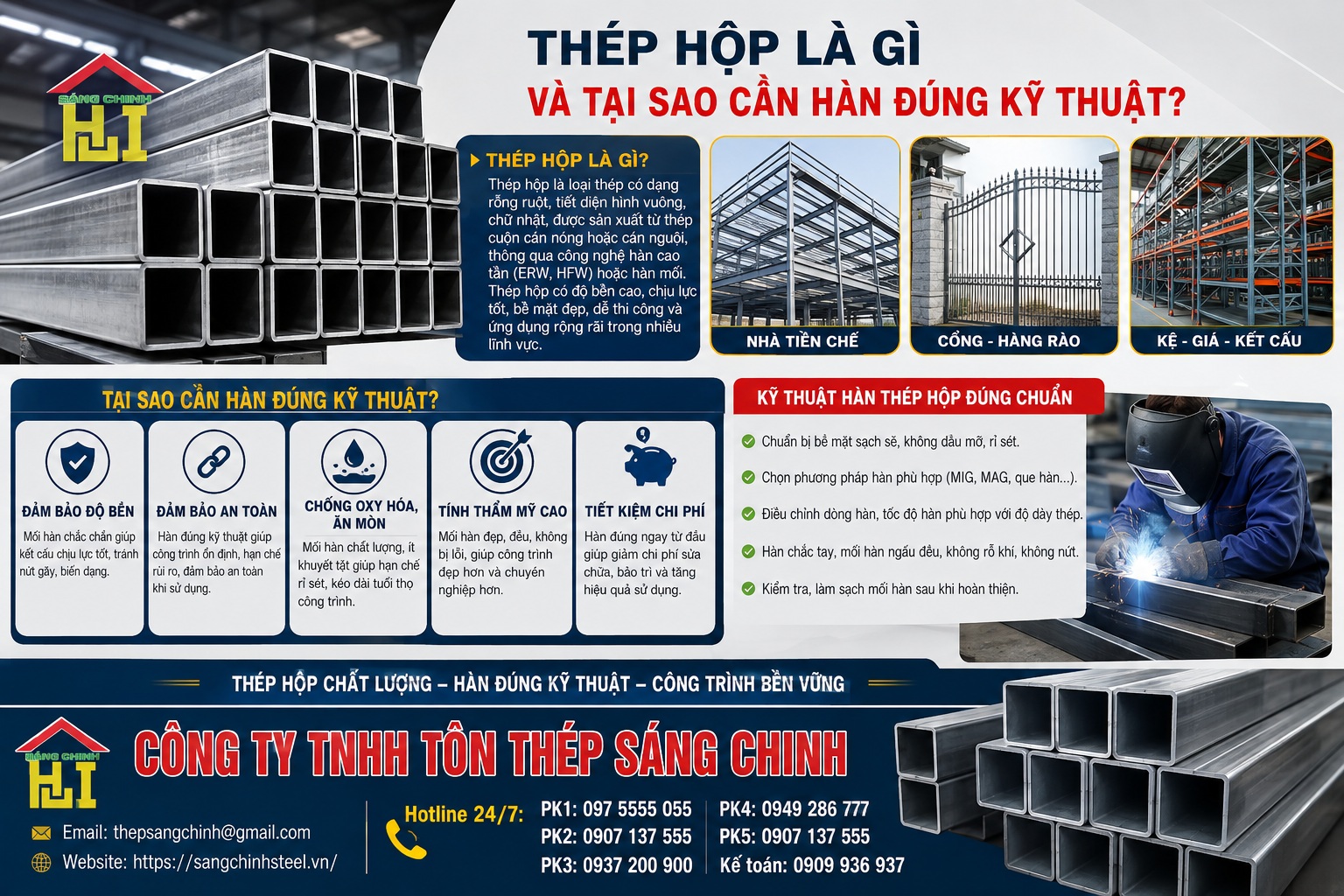 Cách hàn thép hộp