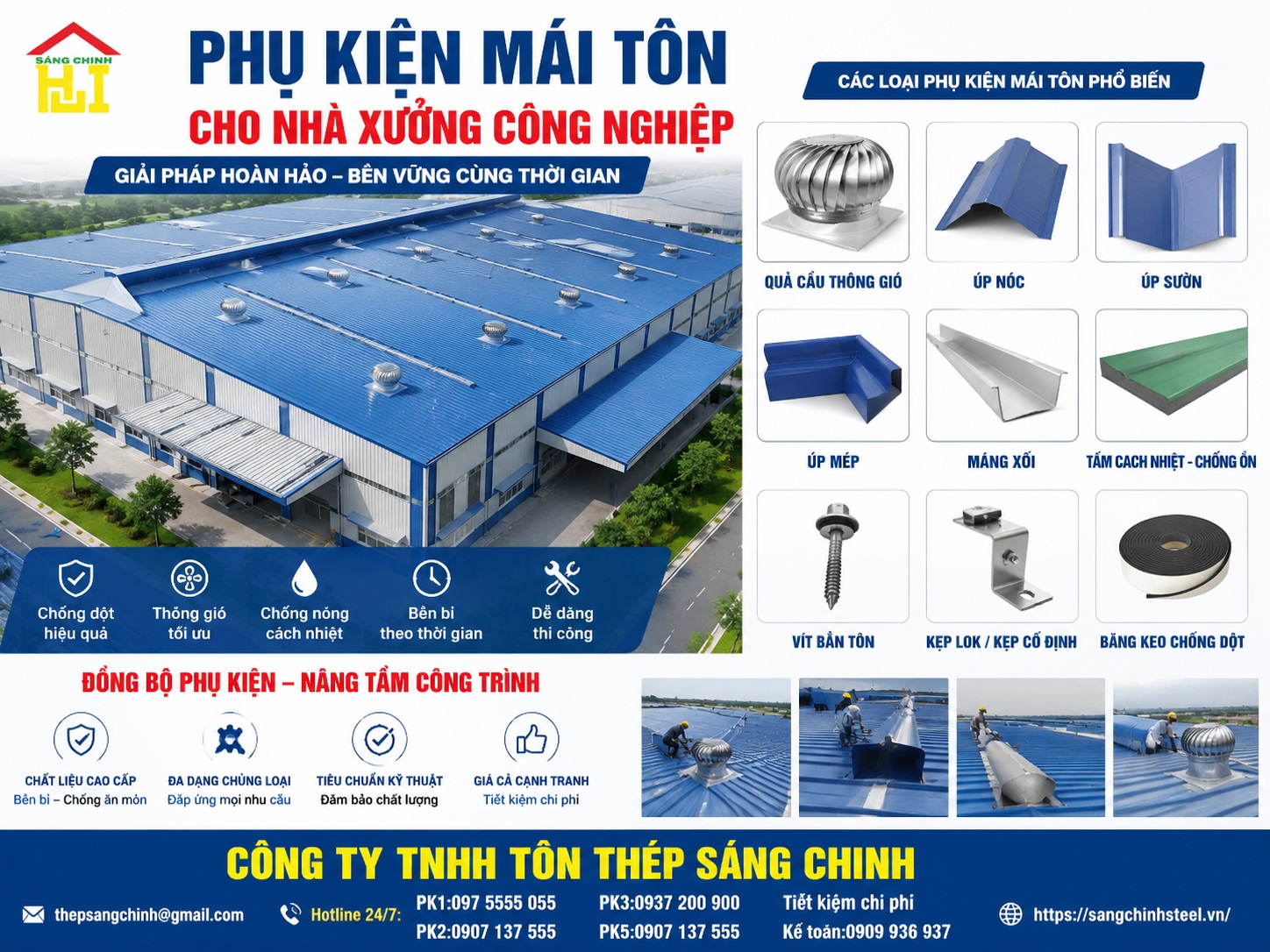 Cách lựa chọn phụ kiện mái tôn phù hợp từng loại công trình