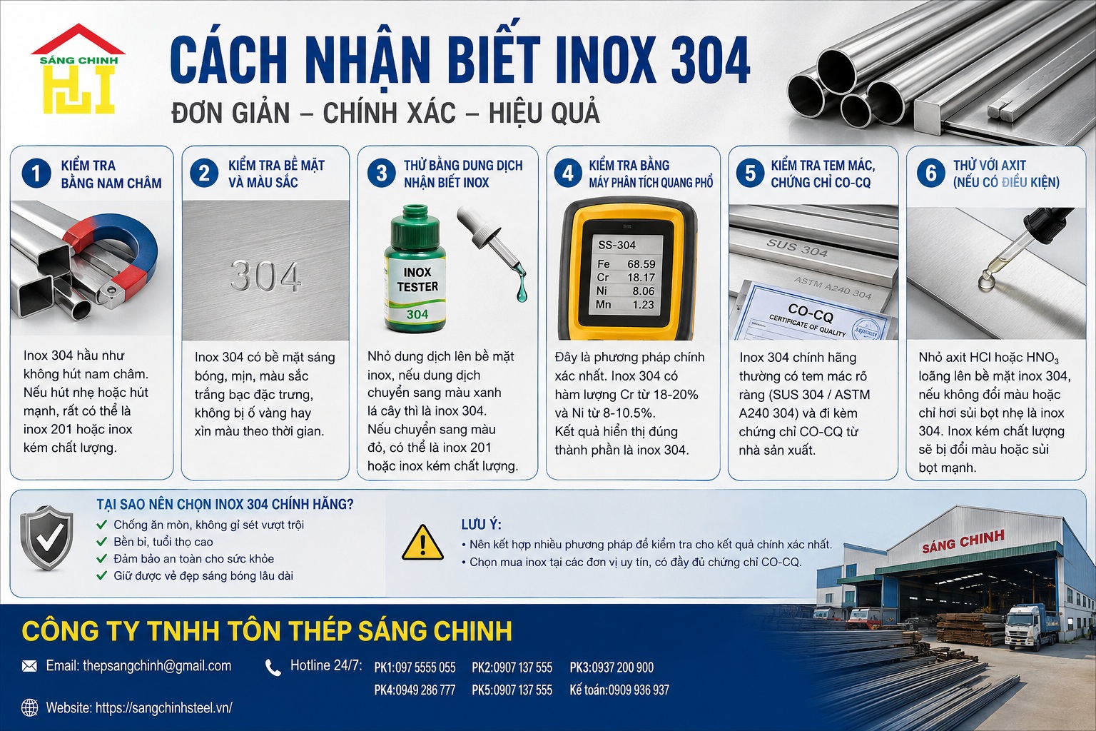 Cách nhận biết inox 304