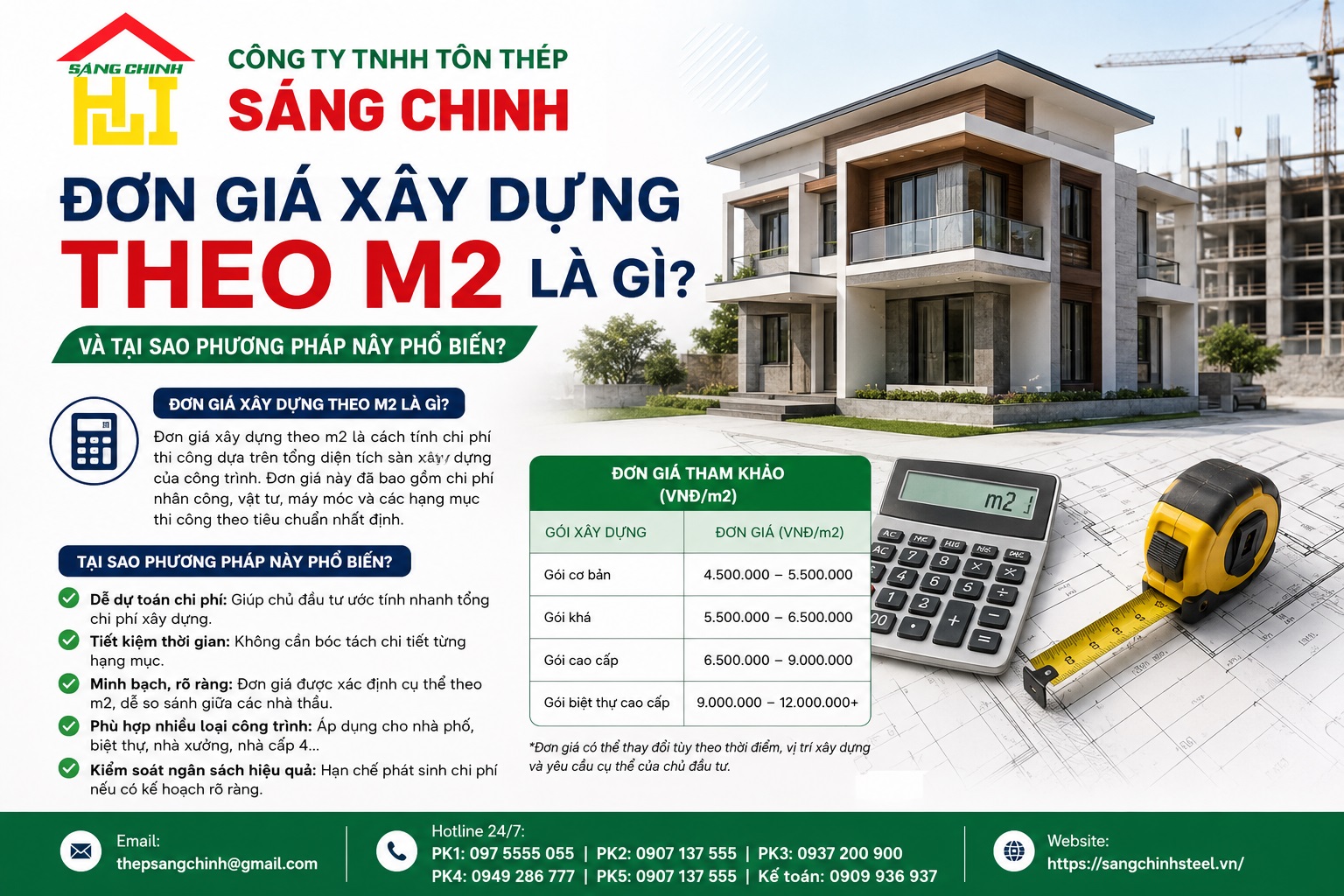 Cách tính đơn giá xây dựng theo m2 chuẩn nhất