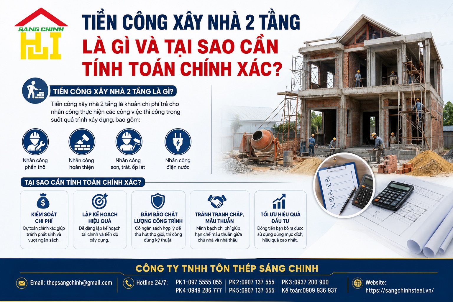 Cách tính tiền công xây nhà 2 tầng chuẩn xác, chi tiết nhất cho gia chủ