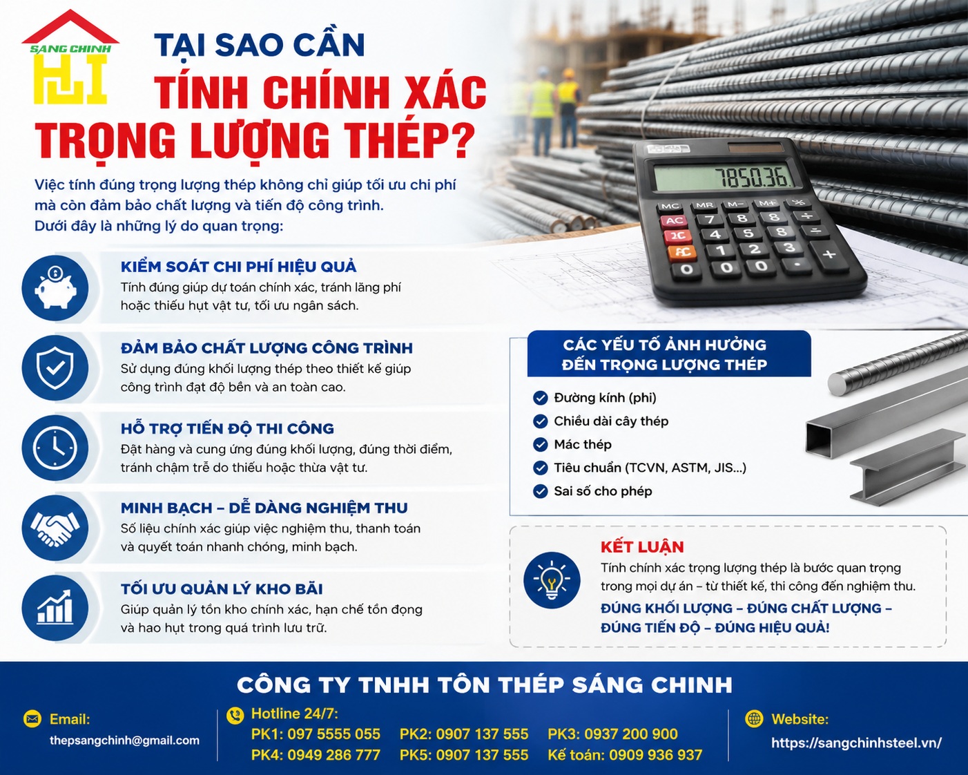 Cách tính trọng lượng thép