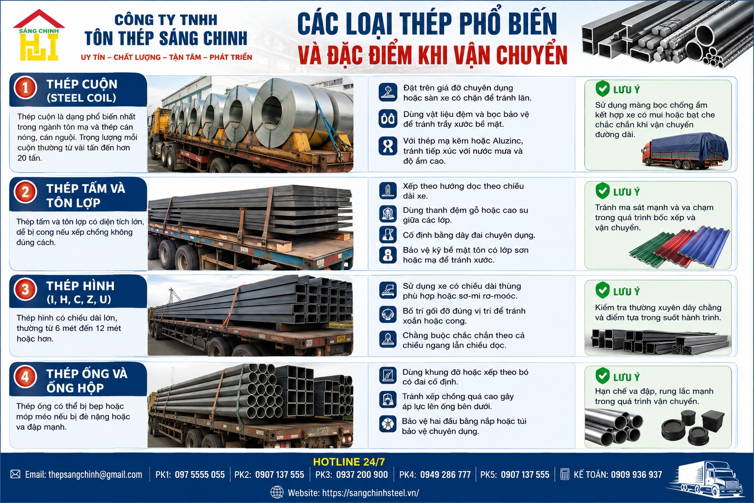 Cách vận chuyển thép