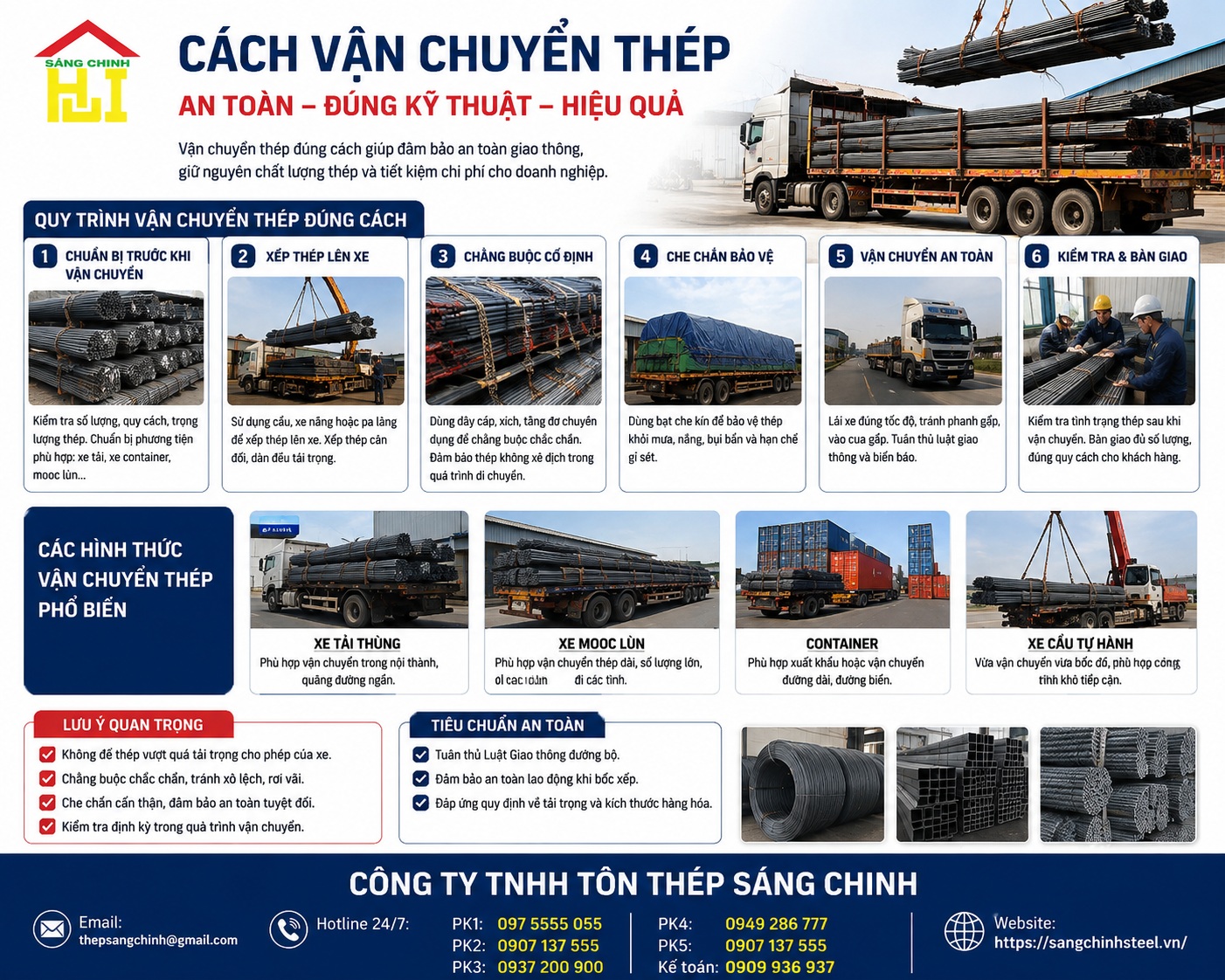 Cách vận chuyển thép