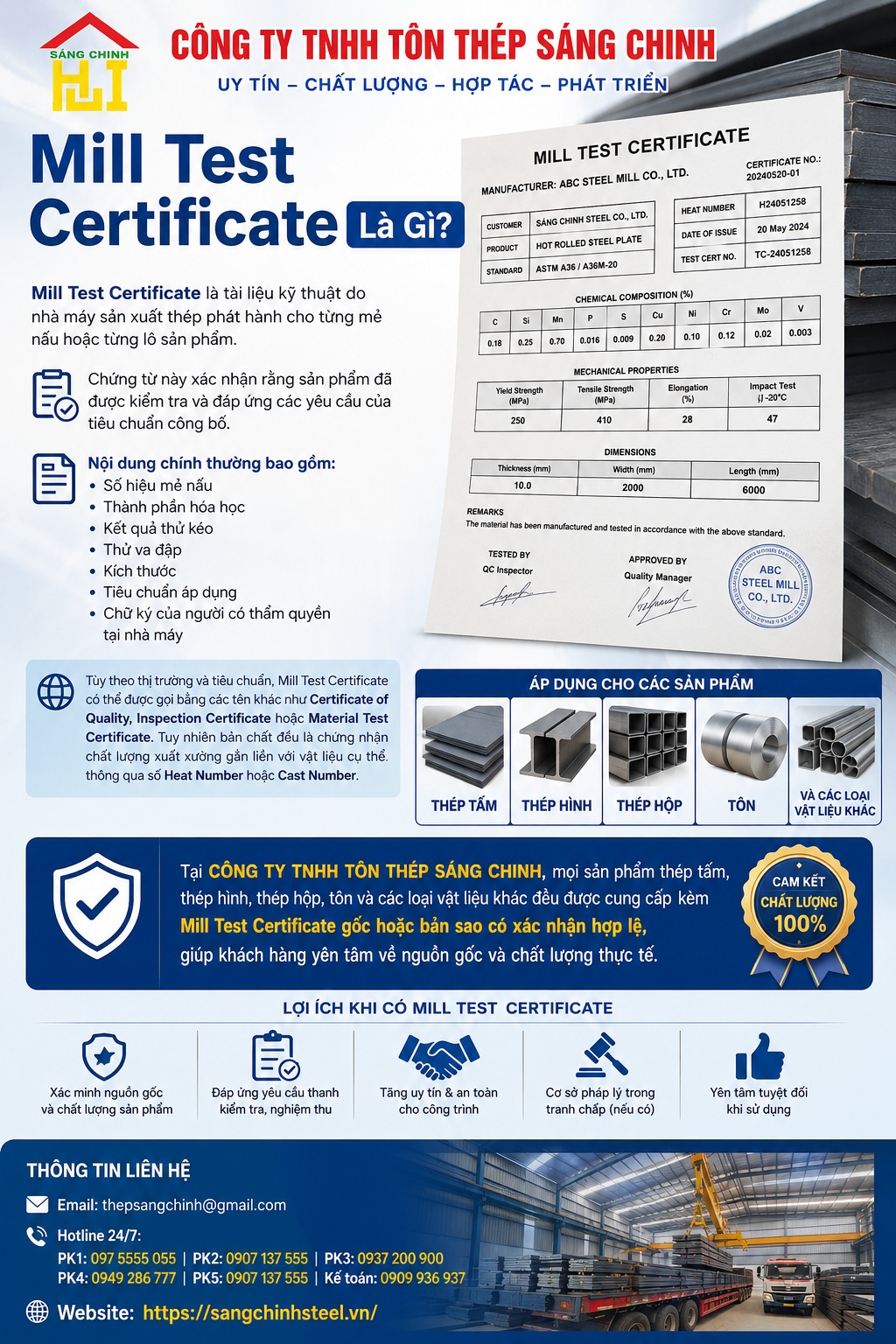 Cách xem Mill Test Certificate