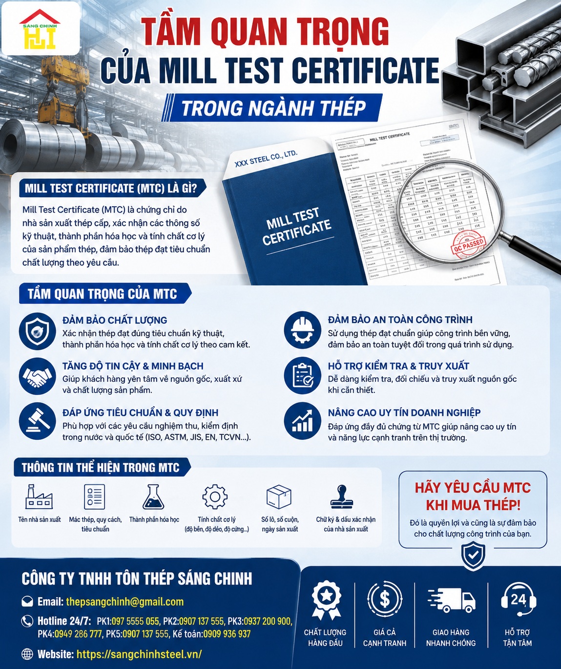 Cách xem Mill Test Certificate