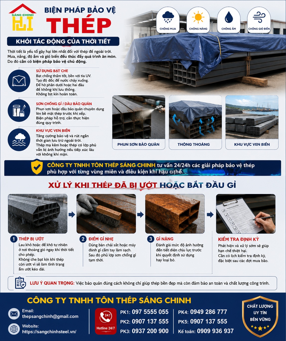 Cách xếp thép ngoài trời