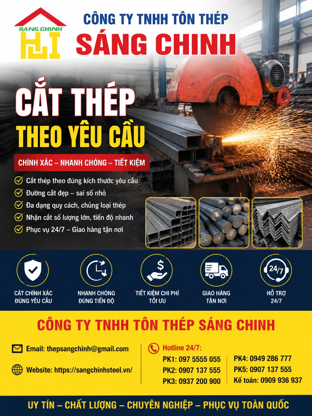 Cắt thép theo yêu cầu