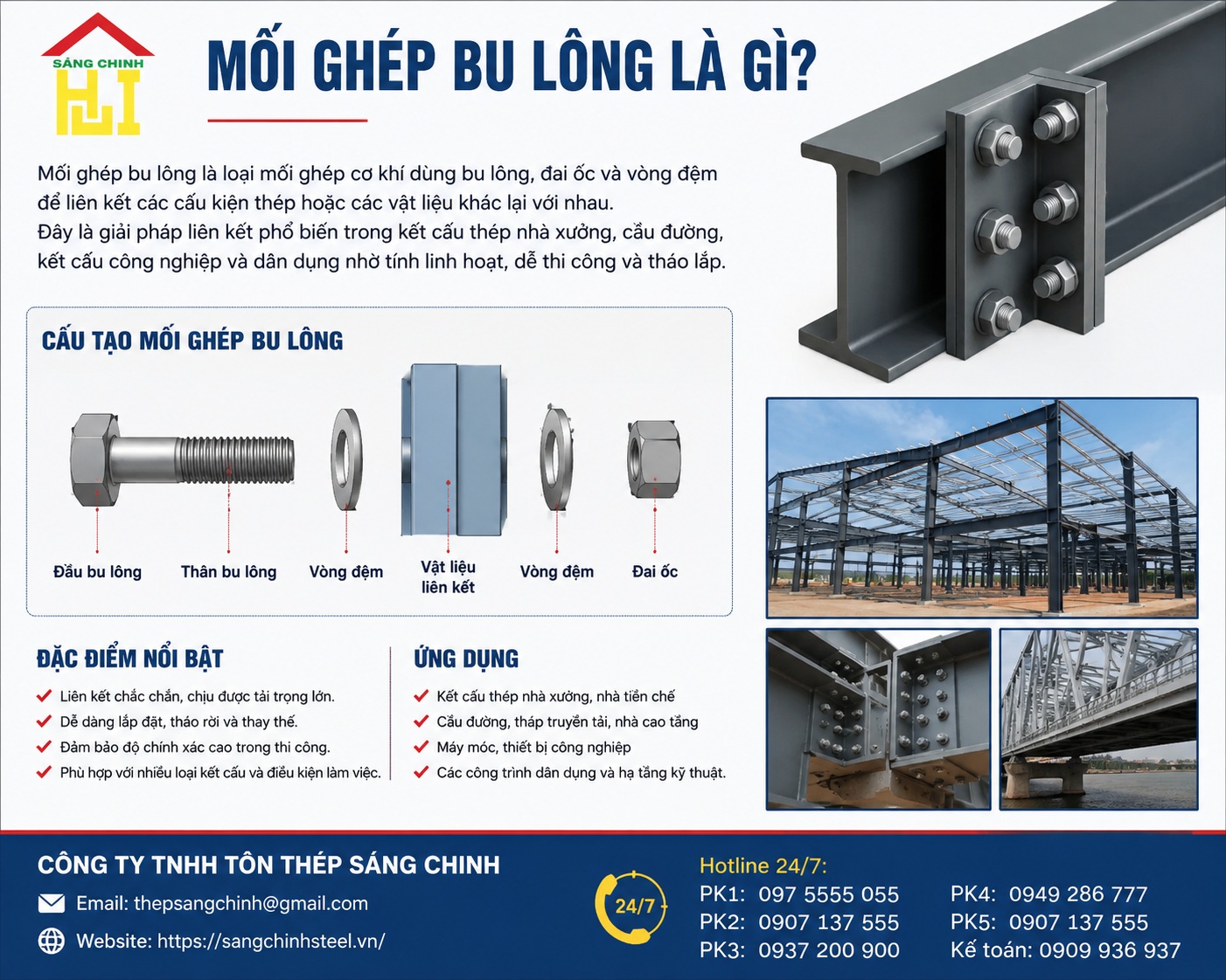 Cấu tạo mối ghép bu lông gồm mấy phần? Giải đáp chi tiết