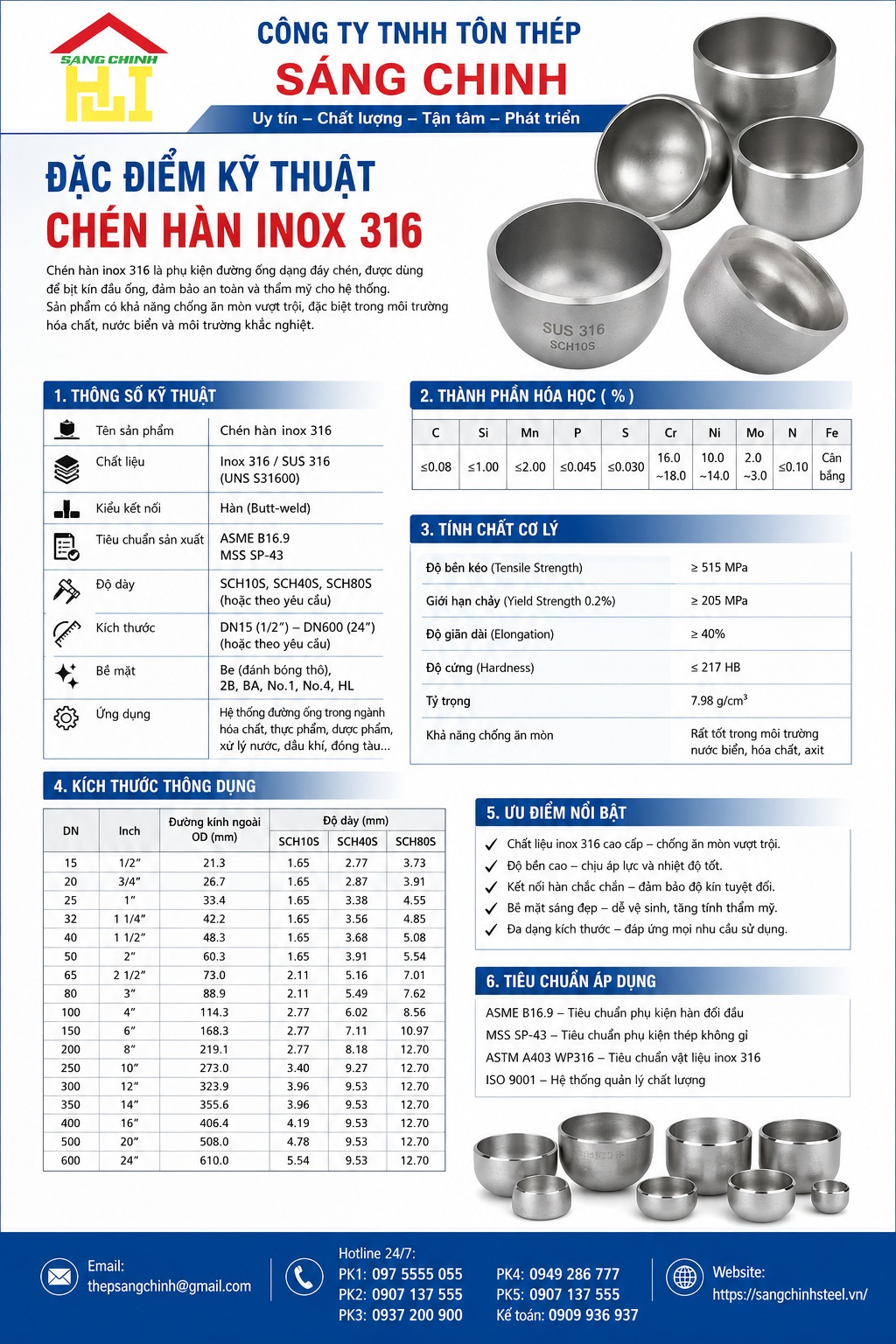 Chén hàn inox 304, 316