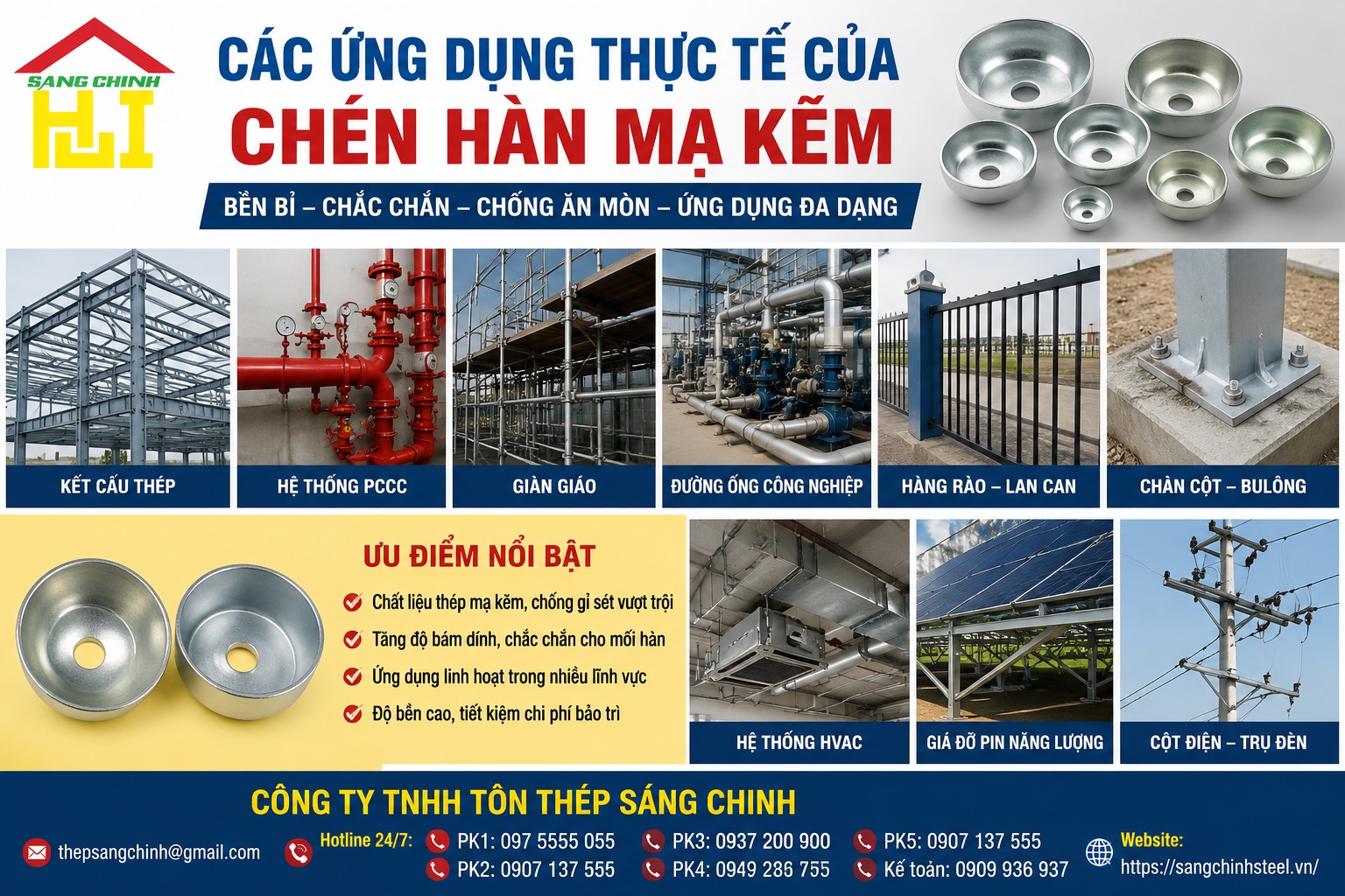Chén Hàn Mạ Kẽm (xi kẽm, nhúng nóng) SCH20 SCH40 SCH80