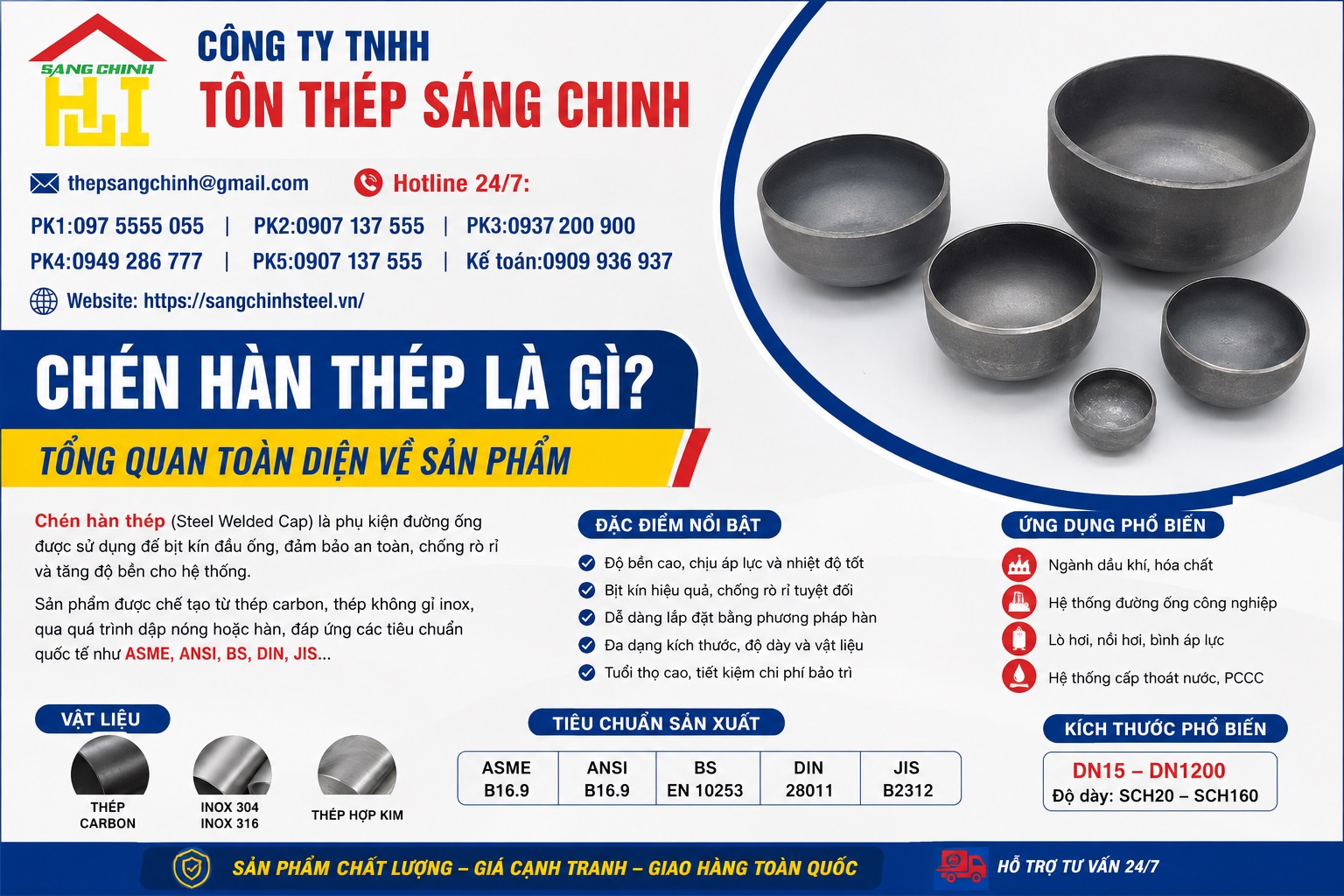 Chén Hàn Thép SCH20, SCH40, SCH80
