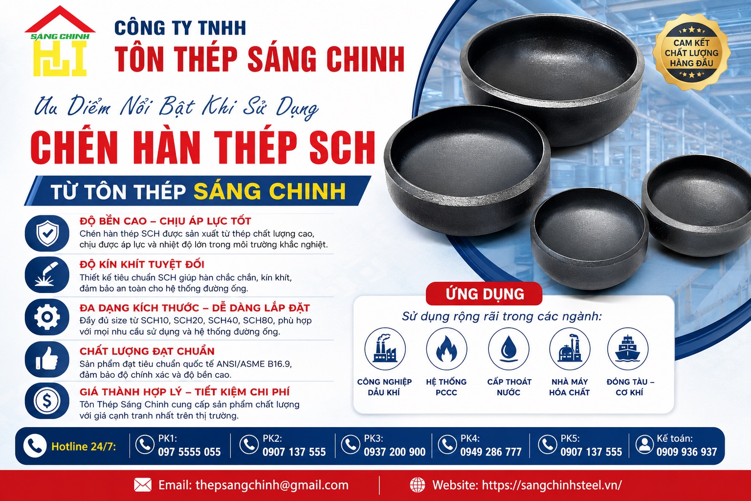 Chén Hàn Thép SCH20, SCH40, SCH80