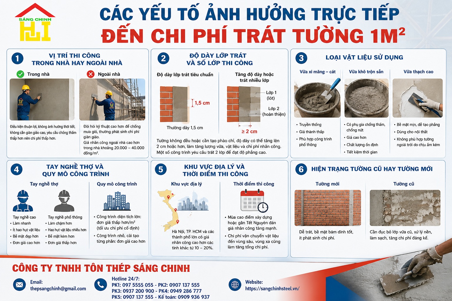 Chi phí trát tường bao nhiêu tiền 1m2