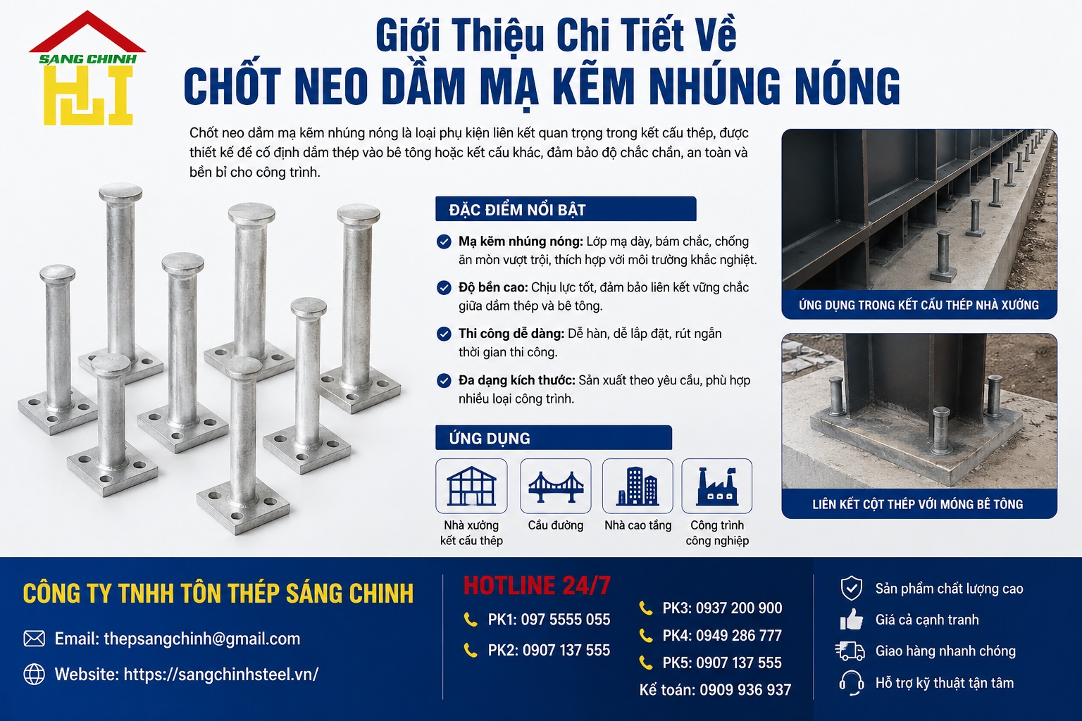 Chốt Neo Dầm – Mạ Kẽm Nhúng Nóng