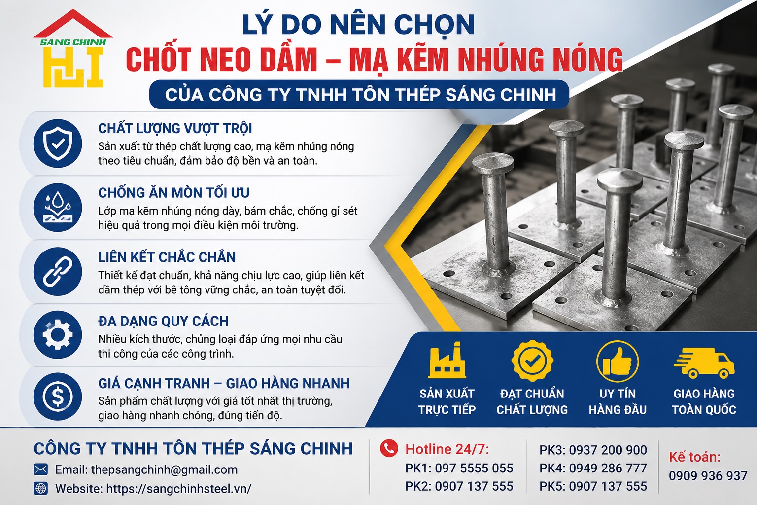 Chốt Neo Dầm – Mạ Kẽm Nhúng Nóng