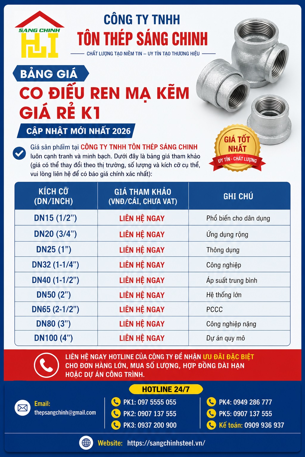 Co điếu ren mạ kẽm giá rẻ K1